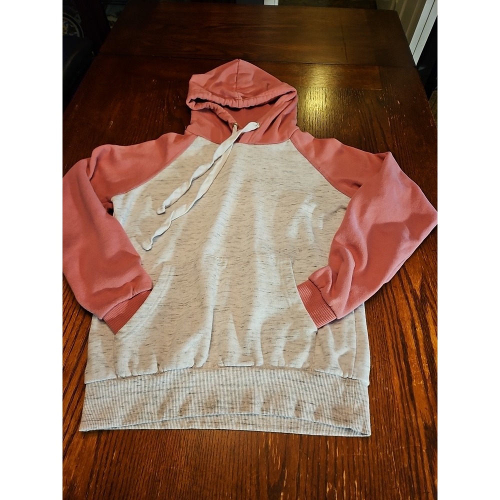 Doublju Basic Lightweight Hoodie Womens‎ Small Gray/pink  Sweatshirt(A474)